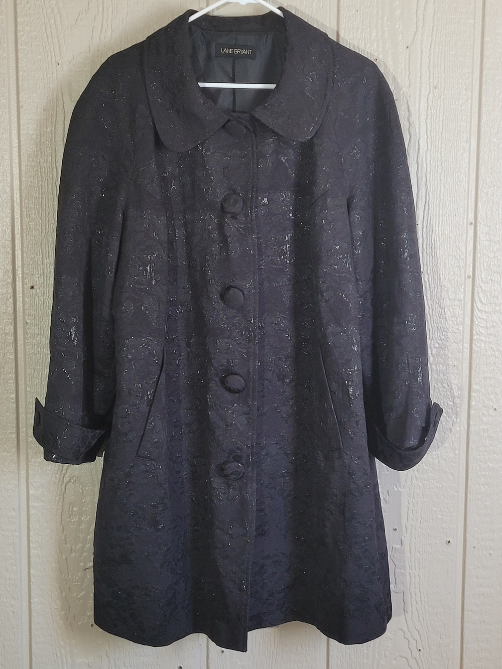 Lane Bryant Black Textured Button-Front Coat
